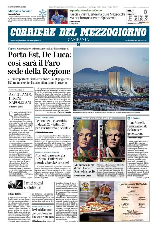 Prima-pagina-corriere del mezzogiorno-del-2025-02-22